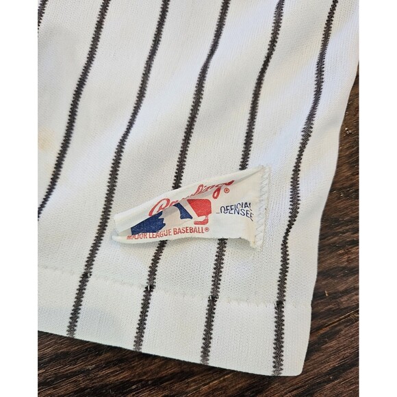 San Diego Padres Baseball Rawlings Pinstripe Single Stitched Shirt Men's L VTG - Picture 6 of 14